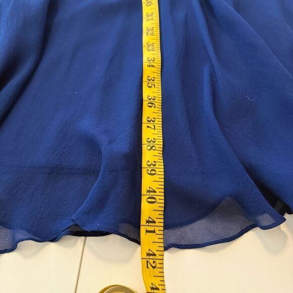 Vtg Y2K Maggy London  Blue Silk Bejeweled Backless Halter Dress Sz 8 - Picture 11 of 11